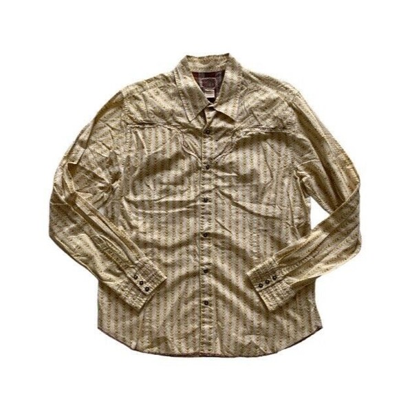 Vintage Red Men’s XL Western Snap Button Long Sleeve Shirt Floral‎ Yellow Rose - Picture 1 of 10